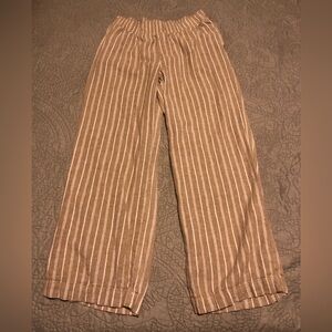 Briggs New York Tan and White linen blend Striped Trousers